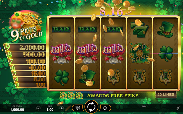 9 Pots of Gold Slots SpinGenie