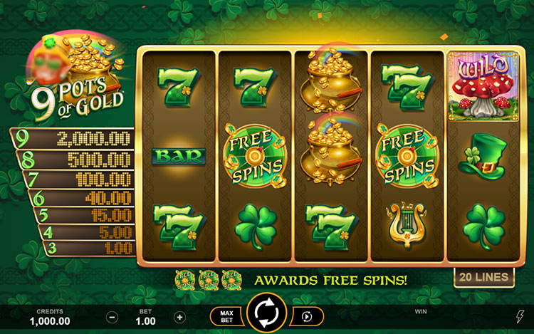 9 Pots of Gold Slots SpinGenie