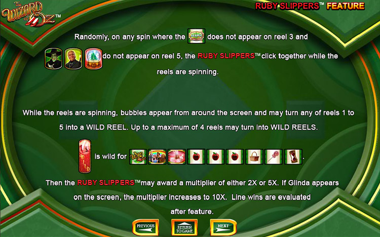 Wizard of Oz Ruby Slippers Slots SpinGenie